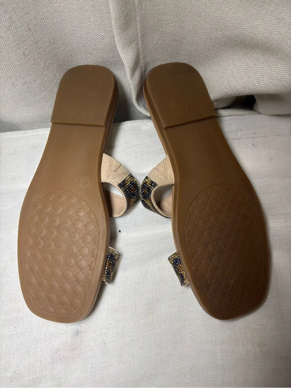 Kelly & Katie Rhinestone Leopard Slide Sandals Glitter Glam Y2K Flats Sandals 9